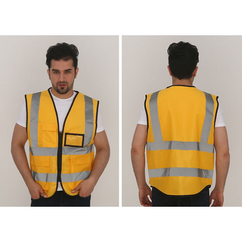 背心安全马甲道路施工驾校园林绿化环卫工作服治安巡逻服燕尾土黄色