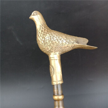 zrqf纯铜  铜器纯铜铜拐杖拐棍手杖老人拐杖带老人收藏工艺礼品 鸽子