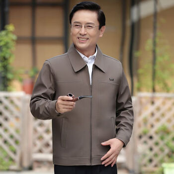 衣品天成爸爸外套春秋款中年男士夹克秋装爷爷衣服中老年男装老人春秋