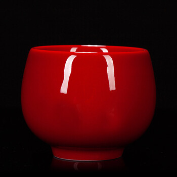 古垚匠人堂/陈清宜手工中国红釉茶杯郎红品茗杯红色陶瓷主人杯婚庆