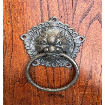庭院大门双开门仿古铜仿古大门兽头中式门环老式门兽头虎头铸铁 纯铜