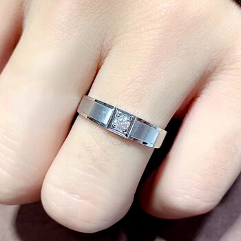 bnhhe珠宝白18k金结婚男士钻戒pt950铂金钻石戒指男对戒裸钻定制18k金