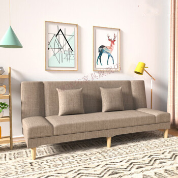 ORAKIG多功能可折叠沙发床两用客厅沙发小户型布艺沙发简易双人三人沙发出租屋1.5米1.8米沙发 浅咖色 双人座【1.2米】