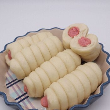 热狗馒头卷肠见面速食早餐包子 外省普通快递 4个香肠卷 10个什锦蒸饺