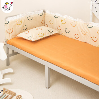 栏软包防撞摔纯棉婴儿床学生床拼接床套件三面围浅笑200100三面床单