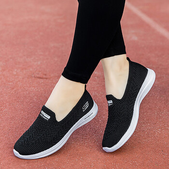 wvne老北京布鞋女妈妈鞋秋季透气网面一脚蹬轻便运动老人鞋软底健步鞋