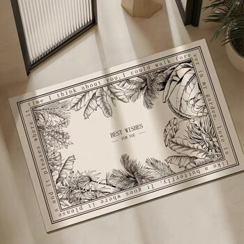 欧纶斯（Oulens）浴室脚垫速干地垫 复古入户门垫 卫生间浴室吸水脚垫 厨房防滑垫 白丛林（矩） 40CM×60CM【稳固防滑】