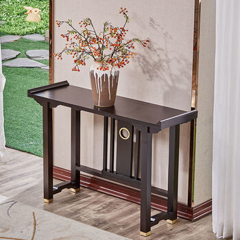 益隆康新中式实木玄关桌入户走廊柜靠墙玄关台条案简约现代长条供桌条