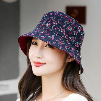 春秋天遮阳帽中老年人帽子女夏季渔夫帽薄款老人帽奶奶女布帽婆婆深蓝