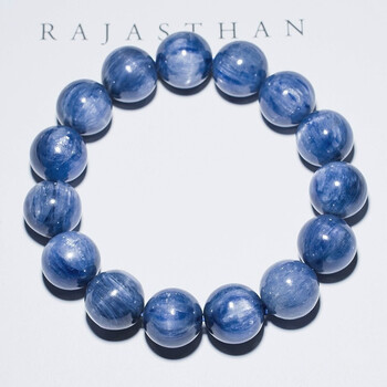 迎福匠天然水晶蓝晶石手链男女款单圈猫眼手串疗愈石助学男士约14mm