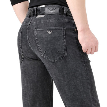 aj armani jeans牛仔裤男夏季薄款黑色潮流弹力小直筒修身长裤子 a826