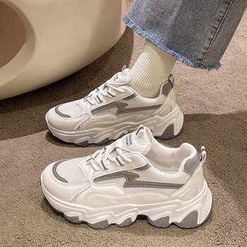 比克尼可官方厚底老爹鞋女款春夏季2023ins潮小白休闲运动女鞋 白色