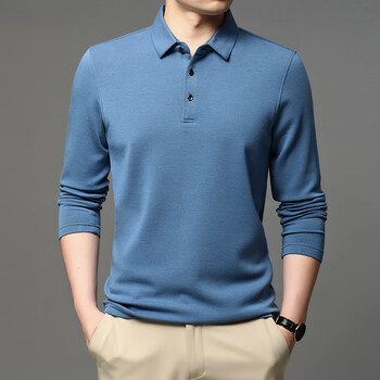 t恤男士莫代尔丅有带领polo体桖衫爸爸装上衣506牛仔蓝165m105100120