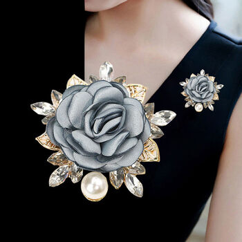 jpntky服饰配件新品超大山茶花袖扣布艺花朵胸针女胸花西装开衫扣森系