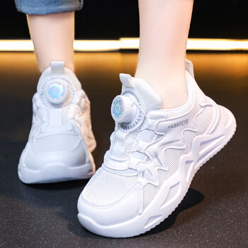 oimg女童鞋运动鞋2023新款夏季旋钮儿童透气网鞋中大童网面老爹鞋女孩