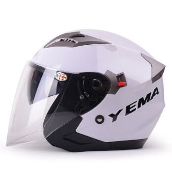 野马（YEMA）625电动车头盔夏季双镜片半盔机车安全帽男女 四季通用 均码 白色