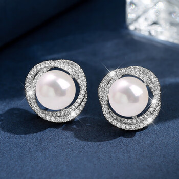 mppmck马贝珠耳钉银大珍珠耳环2023年新款潮洋气感马贝耳钉女 白贝珠