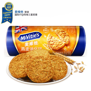 McVitie's麦维他燕麦消化饼255克下午茶 早餐进口零食 粗粮饼干