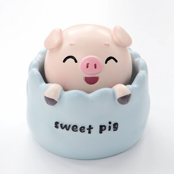 猪猪汽车摆件女神款可爱小猪办公桌面车内装饰品创意个性摇头公仔甜蜜