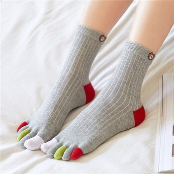 甄虹五指袜女新品棉五指袜女春夏短筒棉袜子船袜中筒可爱薄款隐形袜分