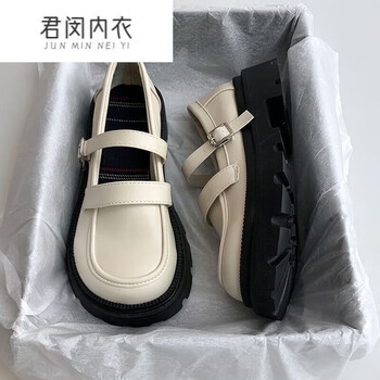 君闵玛丽珍小皮鞋夏季女百搭英伦风白色圆头日系jk配裙子复古法式单鞋