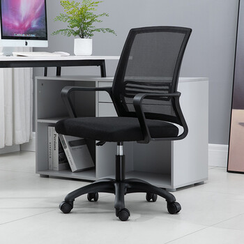 迈亚家具迈亚电脑椅办公椅子靠背乳胶学生学习椅弓形简约家用舒适转椅子 轮滑款 黑框黑网(加厚透气海绵坐垫) 公司办公 钢制脚 固定扶手