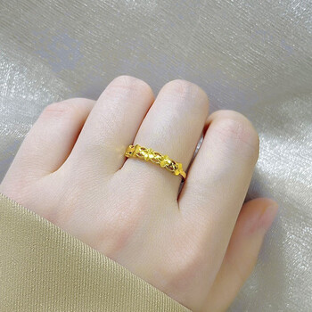 瑞诺(ruinuo)黄金四叶草戒指女999足金指环戒子可调节新年生日礼物送