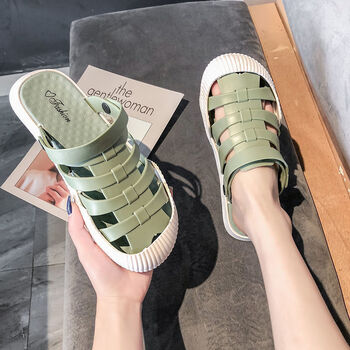 确不凡学生女凉鞋偏大41码的夏季大码宽脚鞋沙滩女夏外穿新款拖鞋包头