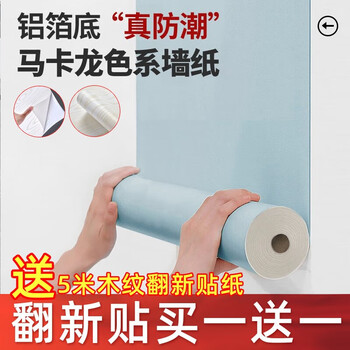 缔卡（DKtie）墙纸自粘防水防潮出租房宿舍家用自贴卧室客厅房间背景墙壁墙贴纸 【升级肤感】清水蓝-背胶款 宽60厘米X30米长 共18m²