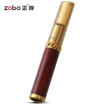ZOBO正牌粗细烟双用红檀木微孔过滤金属咬嘴清洗型烟嘴礼盒装ZB-220A
