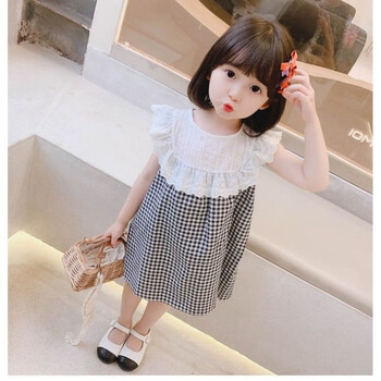 聆米女宝宝连衣裙小学生夏季薄款衣服36岁小女孩裙子女童韩版洋气黑白