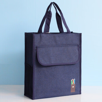 2022新款防水牛津布初中学生手提袋拎书袋男生大容量高中生补课包藏蓝