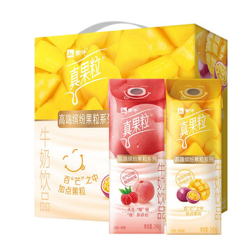 真果粒果缤纷牛奶果粒高端饮品营养早餐奶礼盒装 7月-芒果百香果240g*