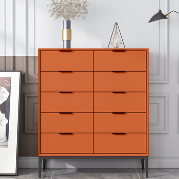 客厅玄关柜卧室床尾储物抽屉柜靠墙餐边柜家用收纳柜子爱马仕橙十斗柜