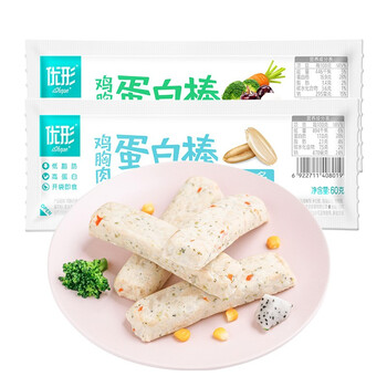 优形蛋白棒即食鸡胸肉肠2口味12根低脂轻食代餐小白棒 蔬维多6根 谷物