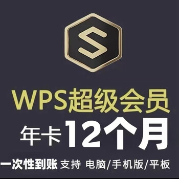 WPS超级会员基础版12个月正版含稻壳pdf转word翻译（验证码充值）
