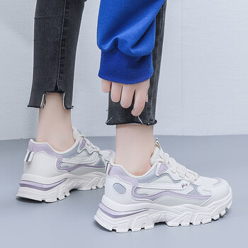 韩版ins老爹鞋女安錔春季新款百搭学生运动鞋女网红厚底增高女鞋紫色