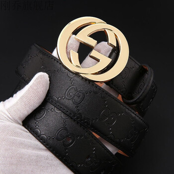 黛娅新款酷奇男士皮带皮带男铜双g扣平滑时尚百搭商务休闲腰带头 a款