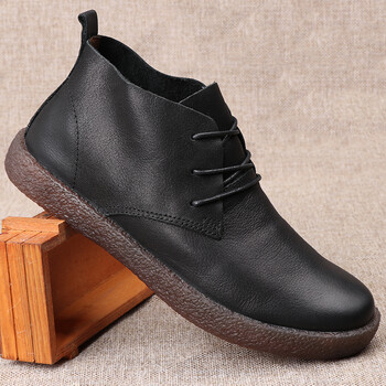 冠恤中帮夏季薄款男靴马丁靴高帮鞋子男夏天牛筋底鞋韩版真眞皮士休闲