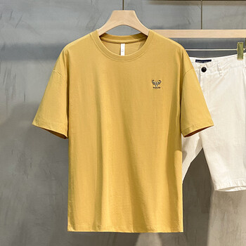 百莉兔小牛刺绣男士短袖2024新款半袖ins潮流情侣装宽松t恤男潮牌夏季