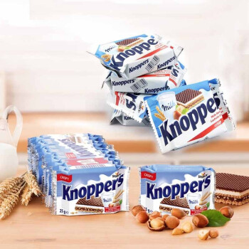 knoppers 德国进口 牛奶榛子巧克力威化饼干 五层夹心网红休闲零食糕点  10片装