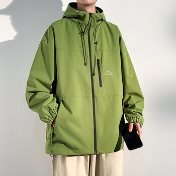 防水机能外套男春秋季户外夹克男士衣服男装f19绿色573xl160斤180斤