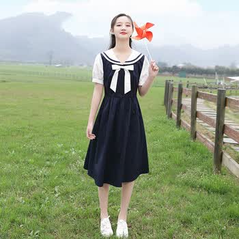 虔生缘chansunrun连衣裙学生夏天女生裙子夏季韩版短袖衣服连衣裙年