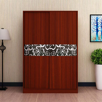 简约现代衣柜环保实木板式移门推拉门衣柜储物柜 柚木色 120*80*40(14