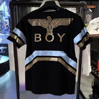 boy潮牌男女t恤后背老鹰星星经典涂鸦烫金情侣短袖帅气休闲翅膀服