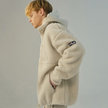 fila斐乐羊羔绒外套连帽夹克衣男女2021年秋冬新款外套运动休闲韩版