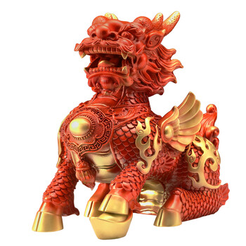 吉祥源  全铜麒麟摆件一对招财火麒麟公司办公室家居客厅玄关装饰工艺
