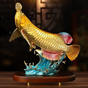 智宙小杨甄选全铜金龙鱼摆件工艺品家居玄关客厅书房酒柜公司办公室桌