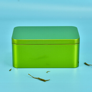 新款迷你便携纯色茶叶方形茶叶盒包装罐子可定制铁茶叶 绿色(小方罐)