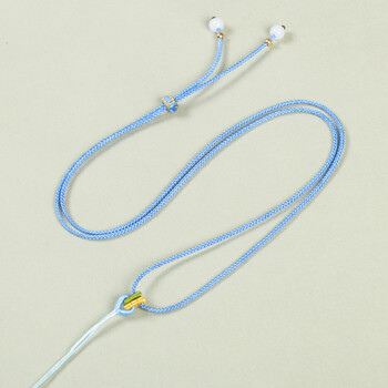 吊坠绳挂脖男女平安扣玉吊坠挂绳编绳项链绳浅蓝色双色拉环周长68cm